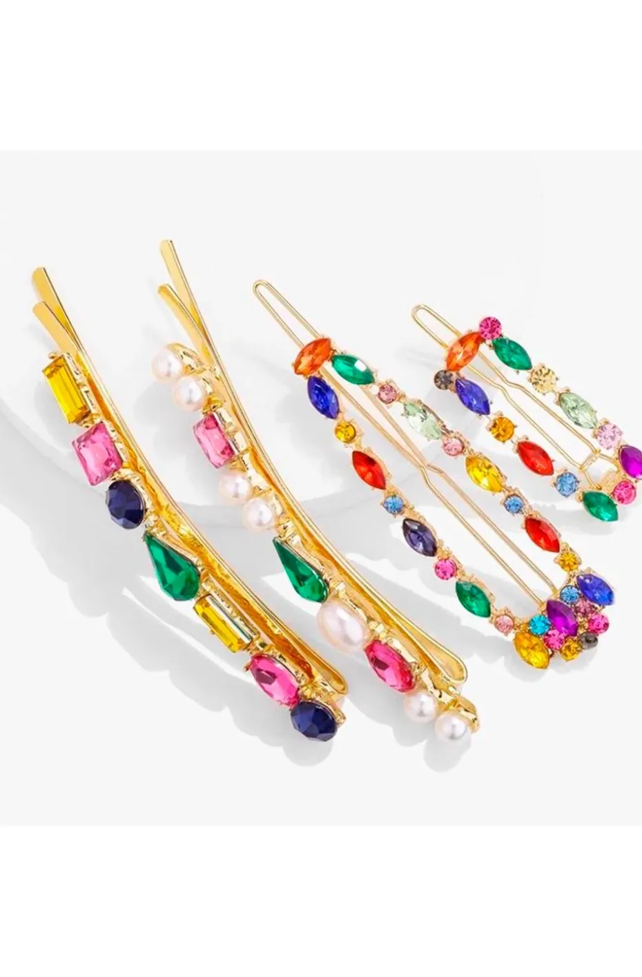 HORQUILLA MULTICOLOR STRASS Y PERLAS