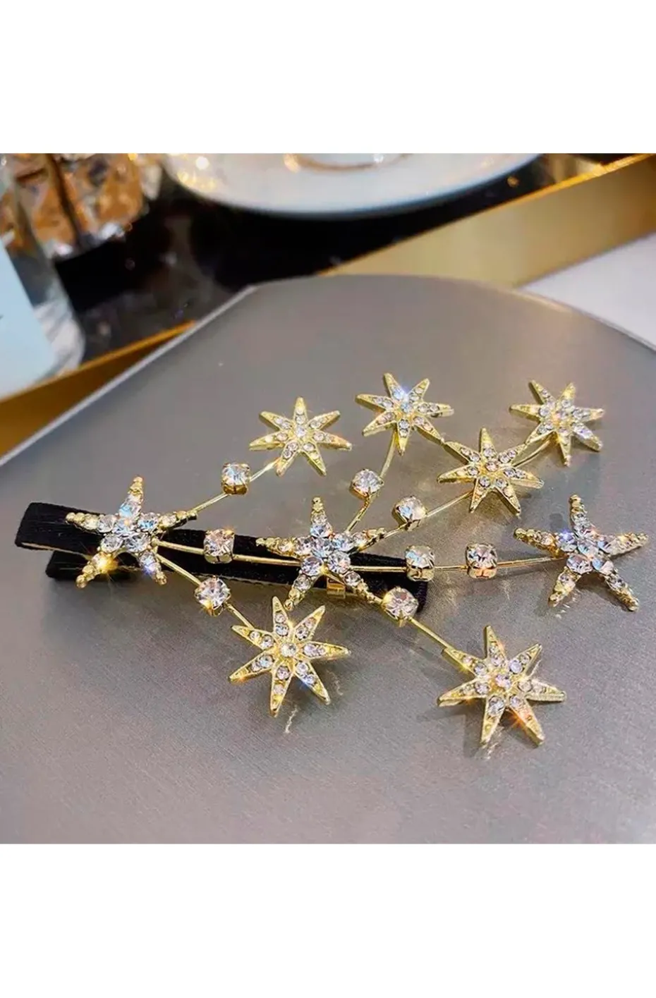 HORQUILLAS ESTRELLAS CRISTALES GOLD