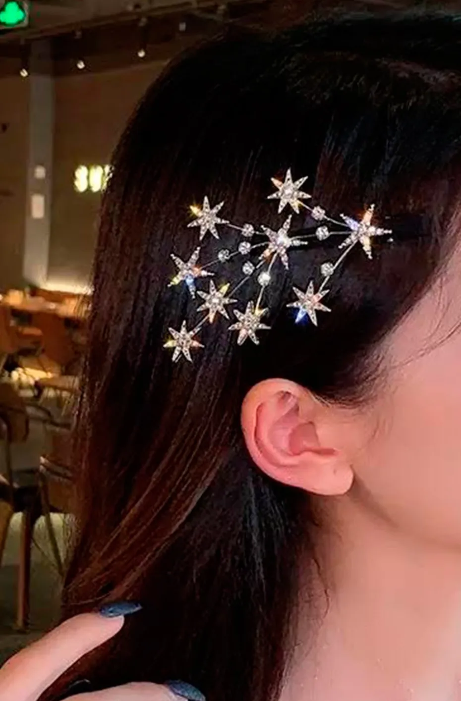 HORQUILLAS ESTRELLAS CRISTALES GOLD