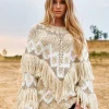 JERSEY LUCINDA HAND MADE FRINGED BOHO SWEATER BY FETICHE SUANCES