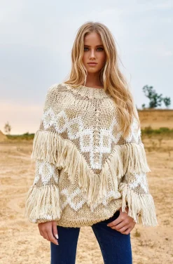 JERSEY LUCINDA HAND MADE FRINGED BOHO SWEATER BY FETICHE SUANCES