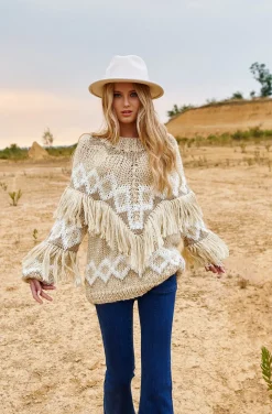 JERSEY LUCINDA HAND MADE FRINGED BOHO SWEATER BY FETICHE SUANCES