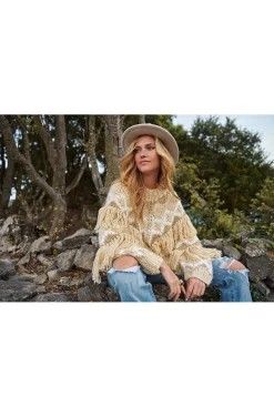 JERSEY LUCINDA HAND MADE FRINGED BOHO SWEATER BY FETICHE SUANCES