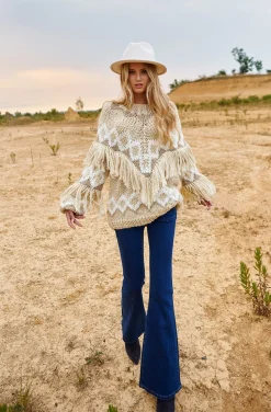 JERSEY LUCINDA HAND MADE FRINGED BOHO SWEATER BY FETICHE SUANCES
