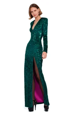 MAXI VESTIDO LENTEJUELAS VERDE