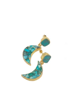 PENDIENTES MEDIA LUNA TURQUESA