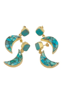 PENDIENTES MEDIA LUNA TURQUESA