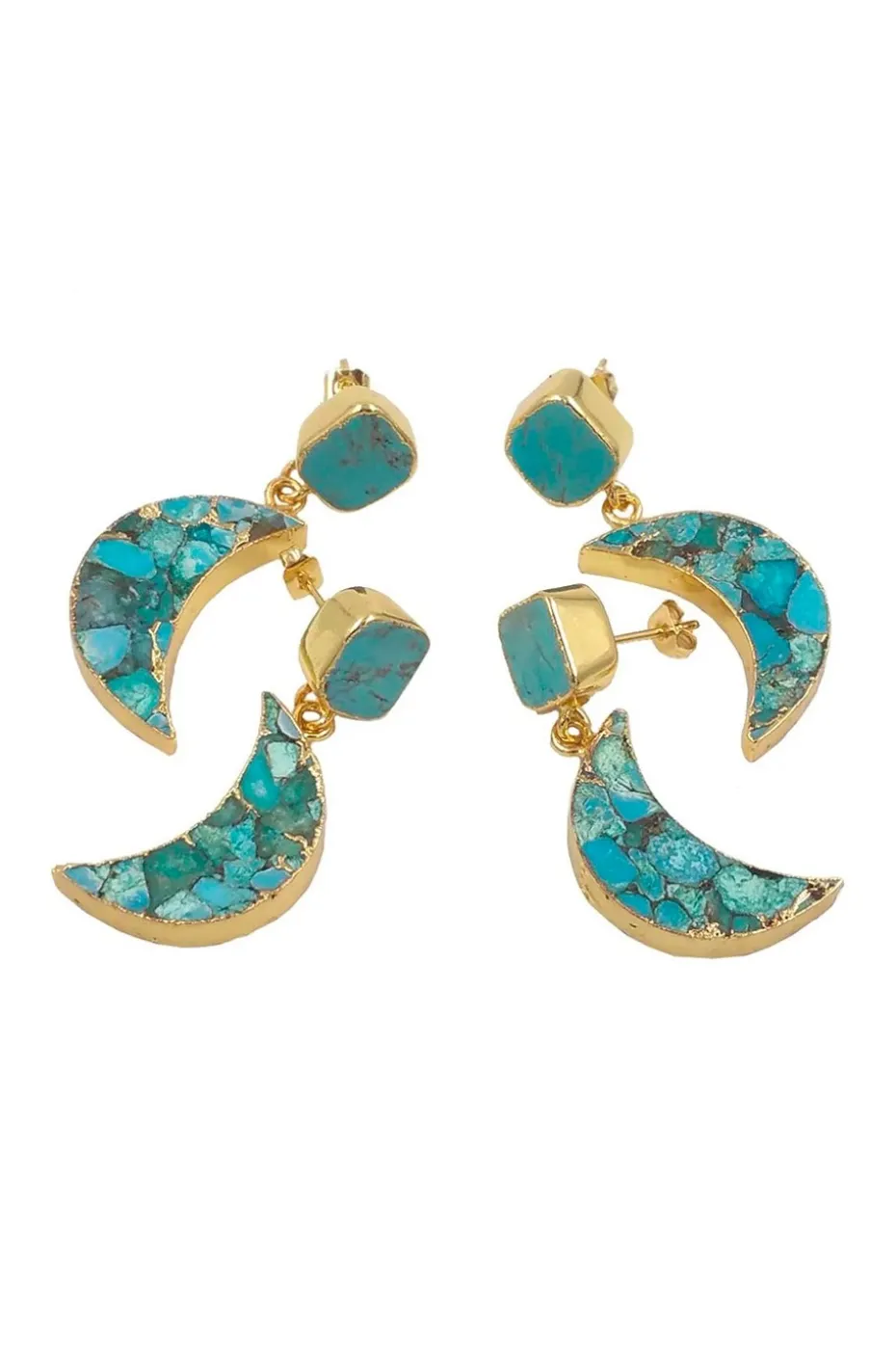 PENDIENTES MEDIA LUNA TURQUESA