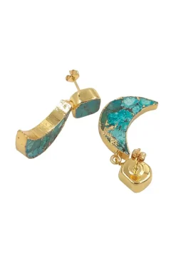 PENDIENTES MEDIA LUNA TURQUESA