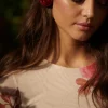 PENDIENTES ROSAS ROJO GRANATE