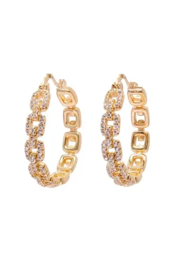 PENDIENTES ARO ESLABONES CIRCONITAS GOLD