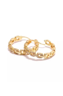 PENDIENTES ARO ESLABONES CIRCONITAS GOLD
