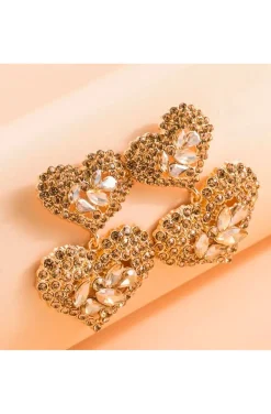 PENDIENTES CORAZONES CHAMPAGNE
