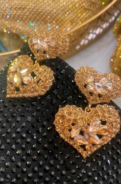 PENDIENTES CORAZONES CHAMPAGNE