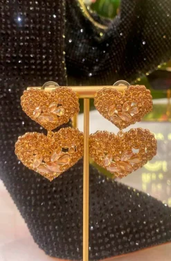 PENDIENTES CORAZONES CHAMPAGNE