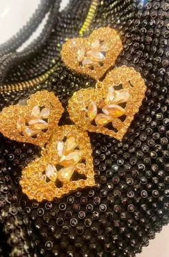 PENDIENTES CORAZONES CHAMPAGNE