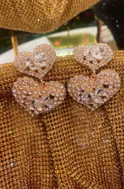 PENDIENTES CORAZONES CHAMPAGNE