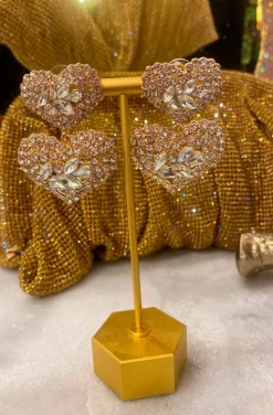 PENDIENTES CORAZONES CHAMPAGNE