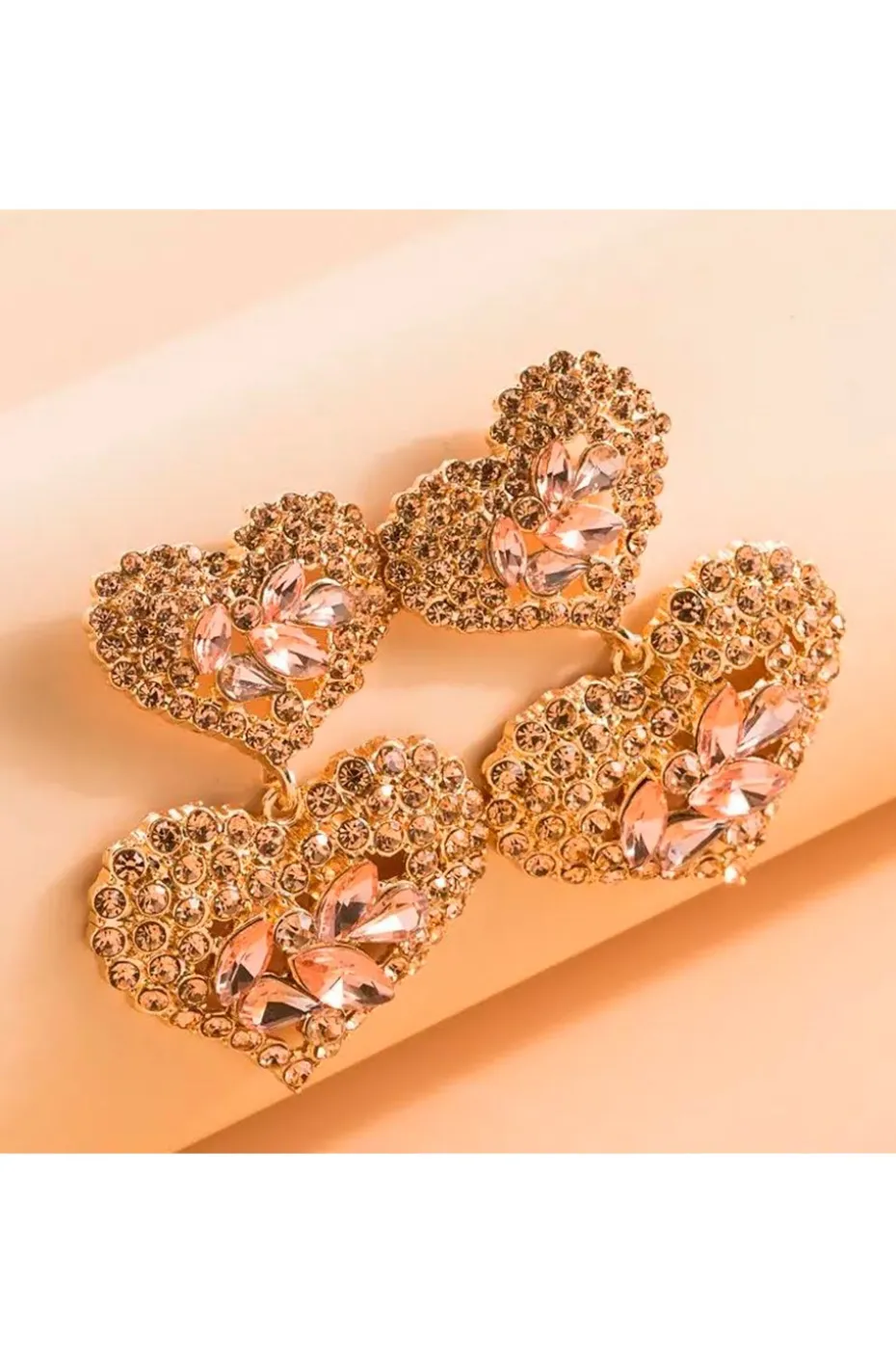 PENDIENTES CORAZONES ROSA NUDE