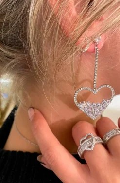 PENDIENTES CORAZONES TIRA DE CRISTALES