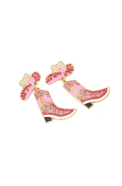 PENDIENTES COW BOY BOOTS PINK