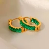 PENDIENTES DE ARO BAGUETTE VERDE ESMERALDA