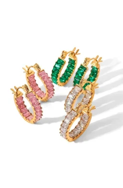 PENDIENTES DE ARO BAGUETTE CRISTAL