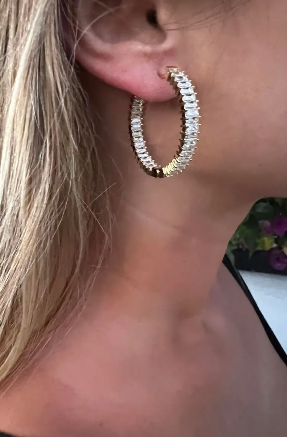 PENDIENTES DE ARO BAGUETTE CON CIRCONITAS