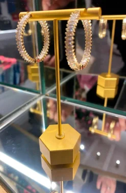 PENDIENTES DE ARO BAGUETTE CON CIRCONITAS