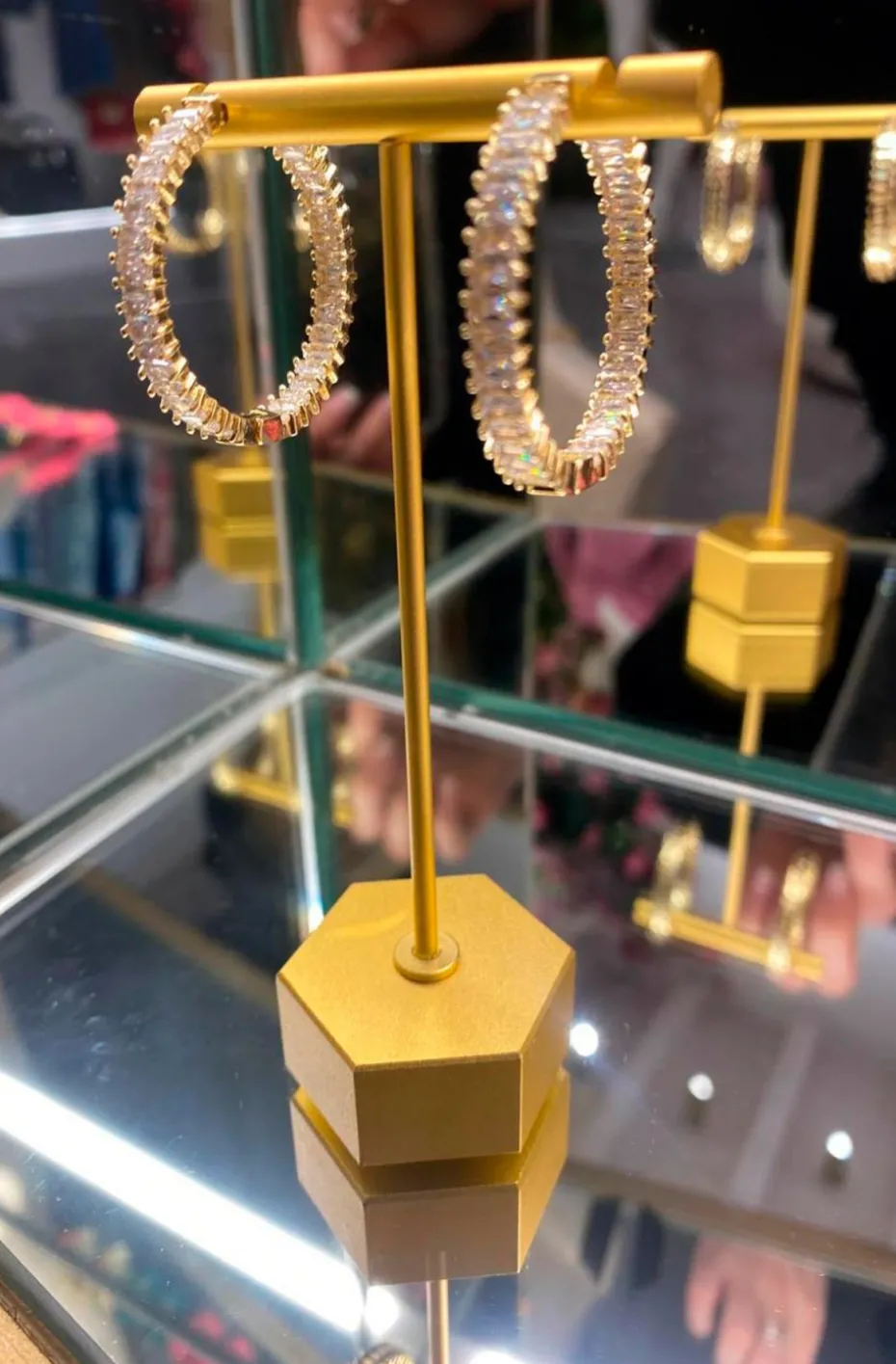 PENDIENTES DE ARO BAGUETTE CON CIRCONITAS