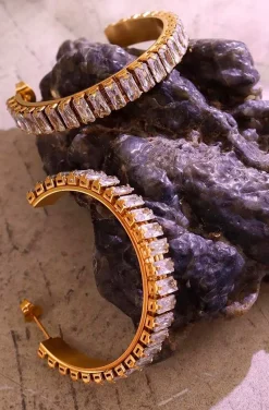 PENDIENTES DE ARO CON CIRCONITAS BAGUETTE