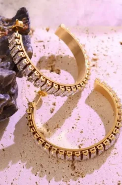 PENDIENTES DE ARO CON CIRCONITAS BAGUETTE