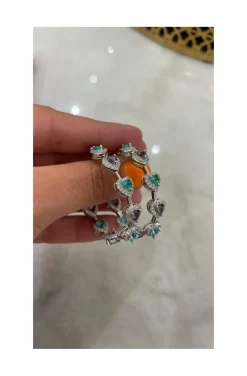 PENDIENTES DE ARO CON CORAZONES BICOLOR