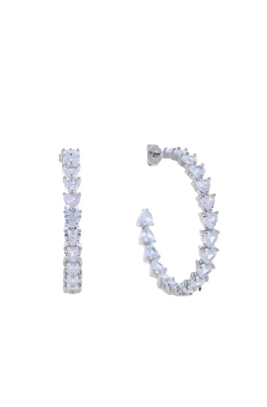 PENDIENTES DE ARO CORAZONES PLATA