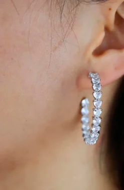 PENDIENTES DE ARO CORAZONES PLATA