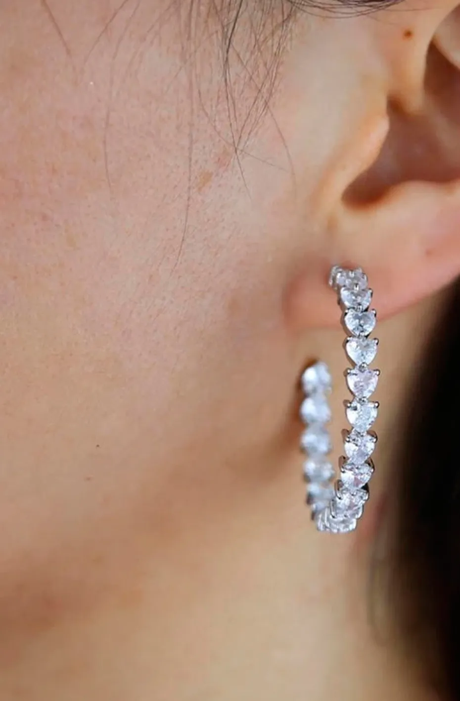 PENDIENTES DE ARO CORAZONES PLATA