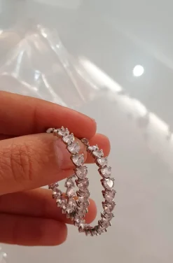 PENDIENTES DE ARO CORAZONES PLATA