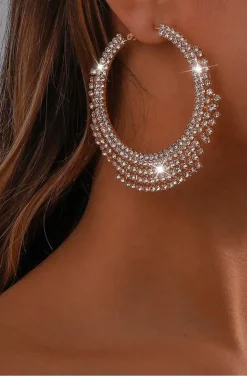 PENDIENTES DE ARO CRISTALES DORADOS SHINING