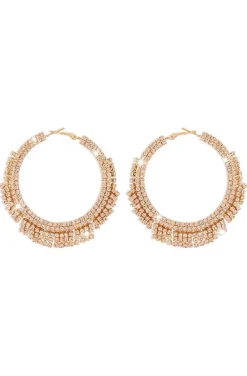 PENDIENTES DE ARO CRISTALES DORADOS SHINING