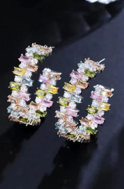 PENDIENTES DE ARO JOYA PIEDRAS MULTICOLOR
