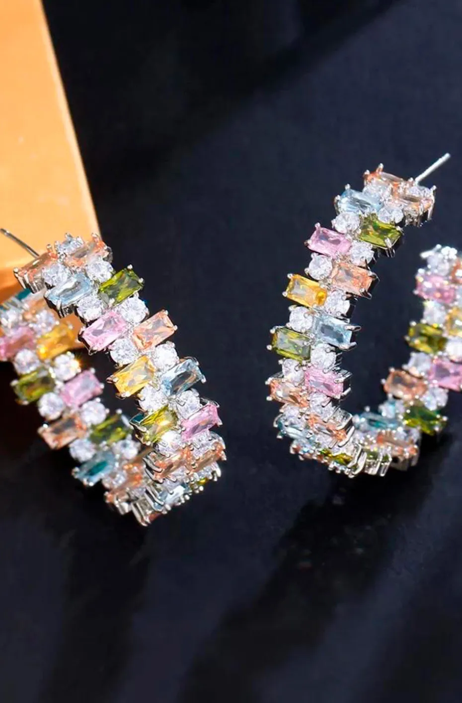 PENDIENTES DE ARO JOYA PIEDRAS MULTICOLOR
