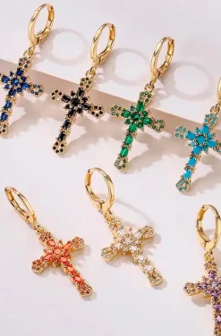 PENDIENTES DE CRUZ EMERALD