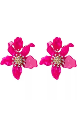 PENDIENTES DE FLOR COLOR BUGANVILLA