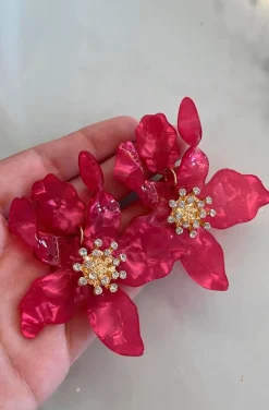 PENDIENTES DE FLOR COLOR BUGANVILLA