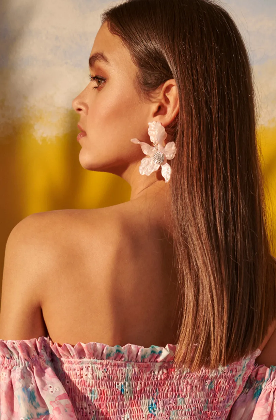 PENDIENTES DE FLOR NACAR ROSA