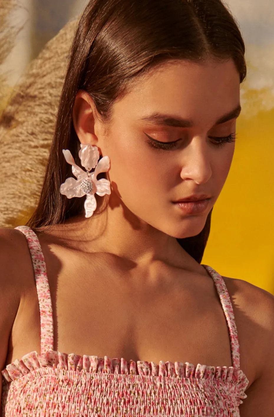 PENDIENTES DE FLOR NACAR ROSA