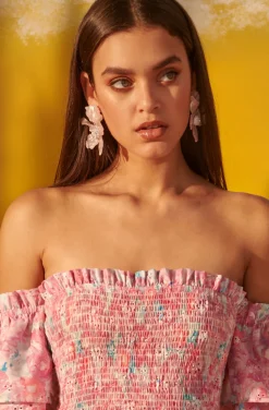 PENDIENTES DE FLOR NACAR ROSA