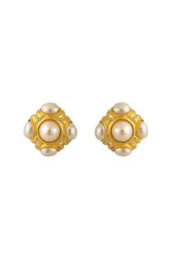PENDIENTES DE PINZA VINTAGE PERLAS Y CIRCONITAS