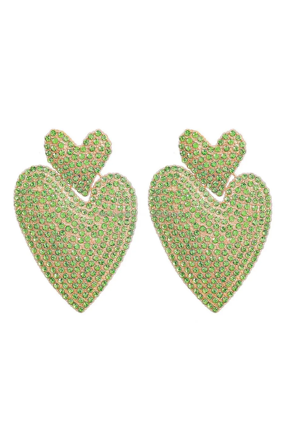 PENDIENTES DOS CORAZONES VERDE