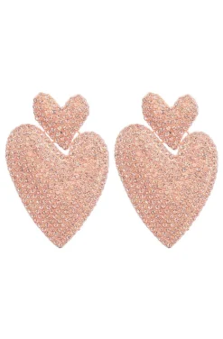 PENDIENTES DOS CORAZONES ROSA DORADO